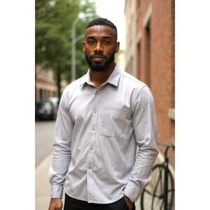 Zella Men's Fleece Shacket  2XL NEW Gray Collar Snap Closure Long Sleeved  read